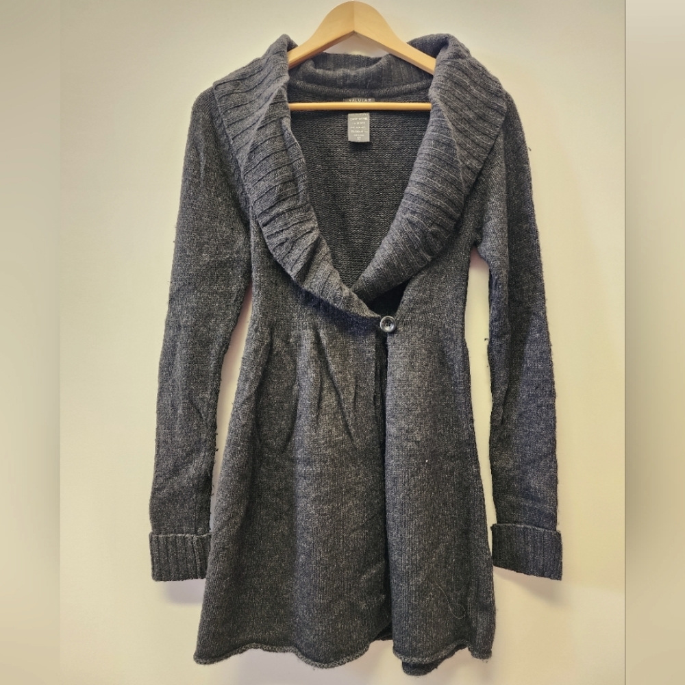 Talula Charcoal Gray Shawl Collar Knit Sweater Cardigan